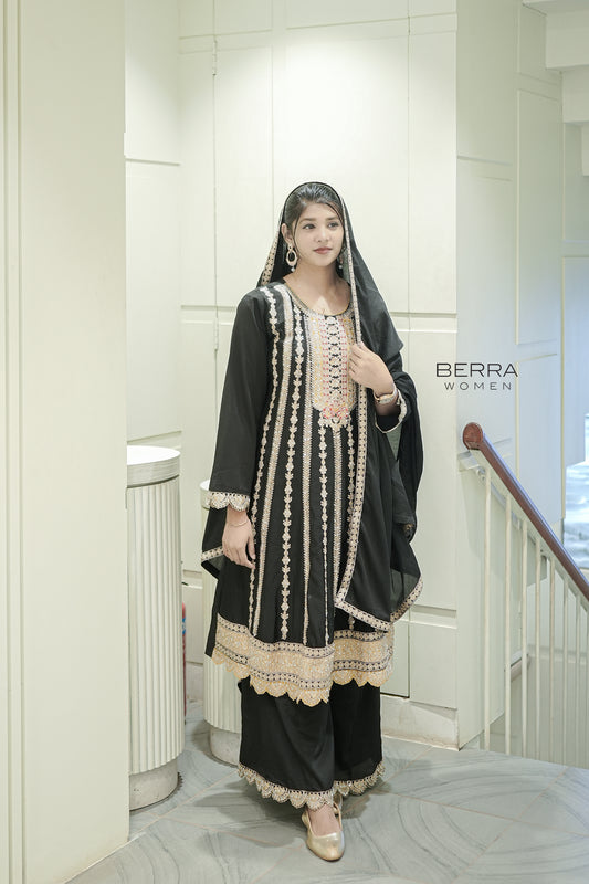 Women Black Sharara Suit Set