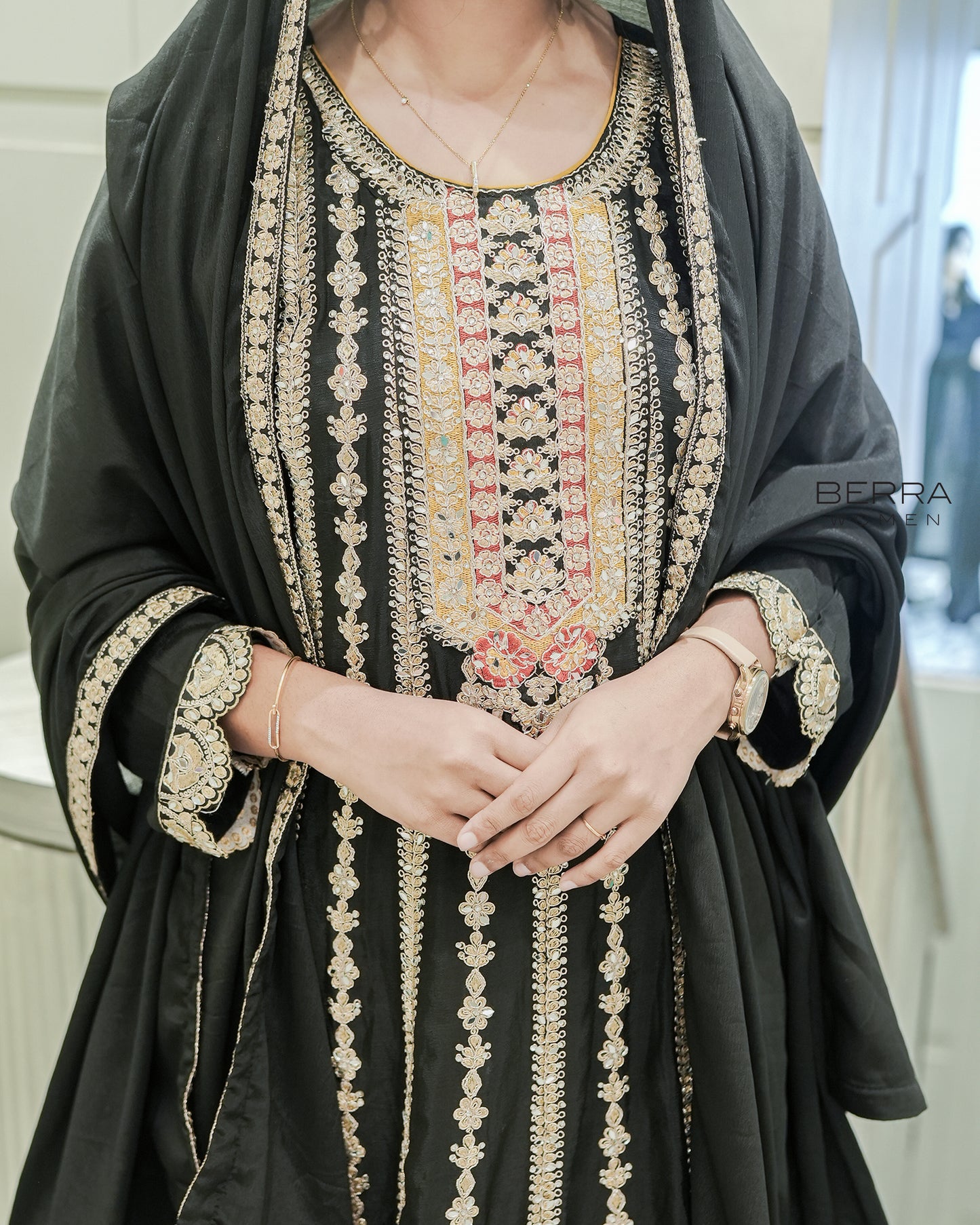 Women Black Sharara Suit Set