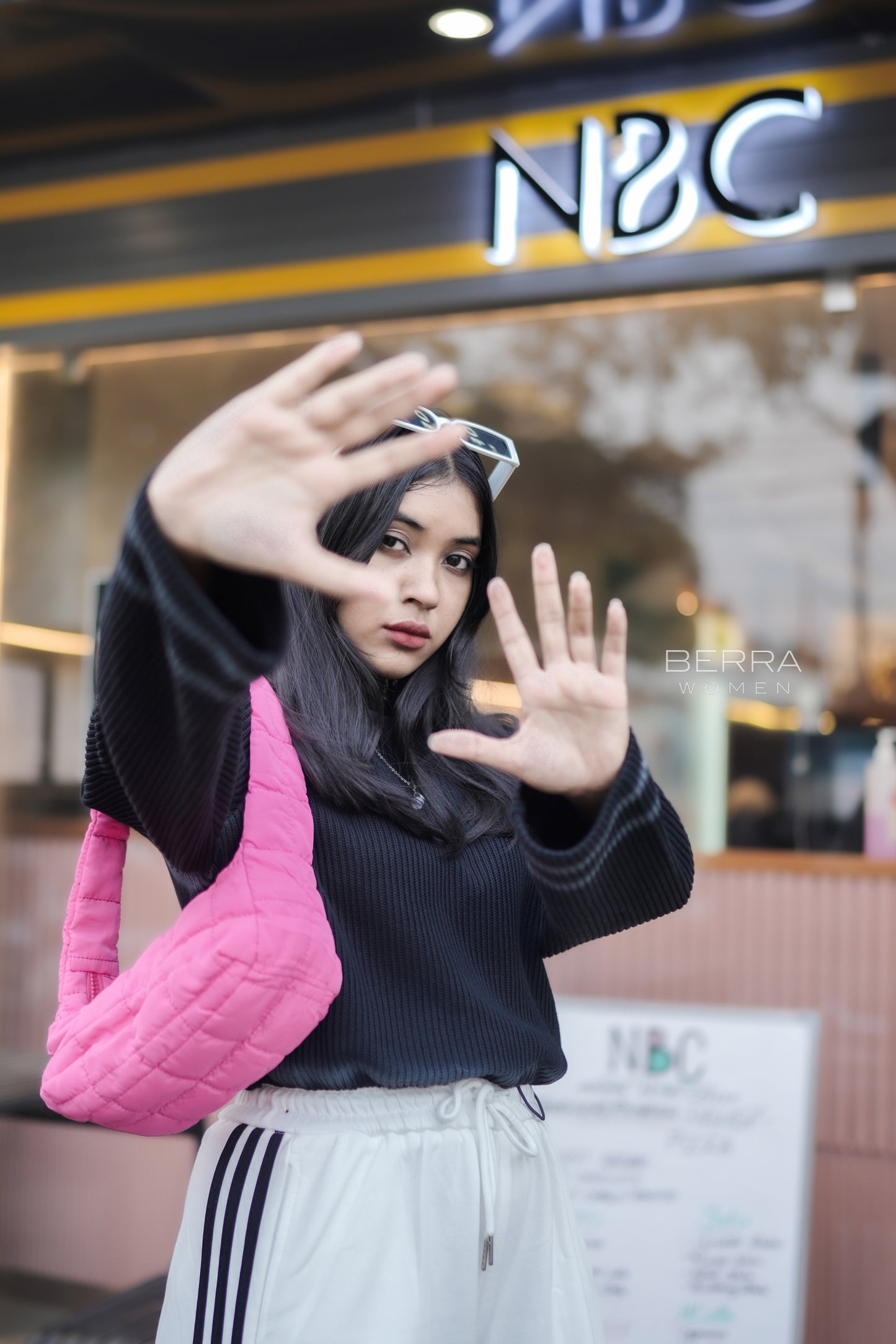 Women Black Crop Sweatshirt