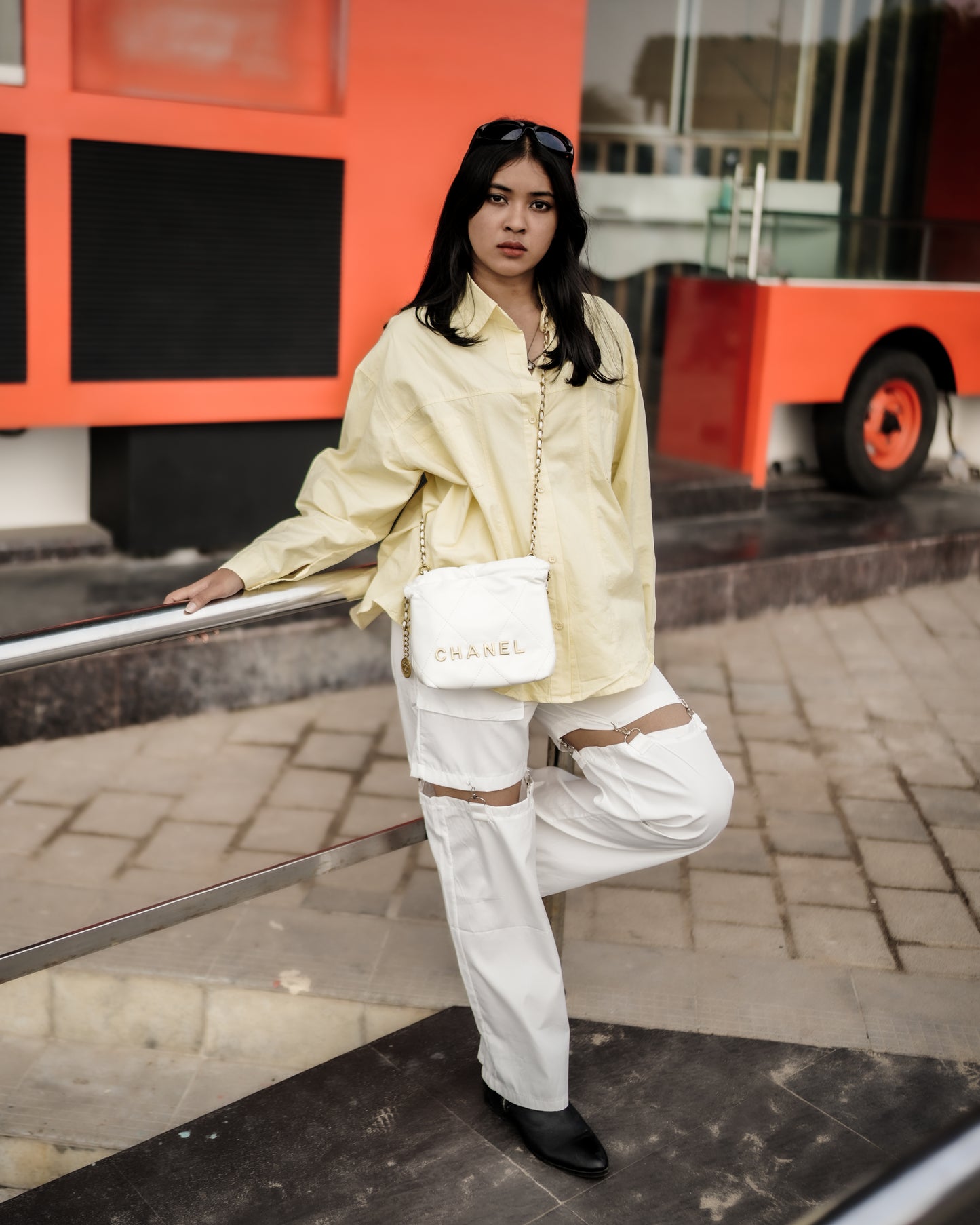 Women White Cargo Pant