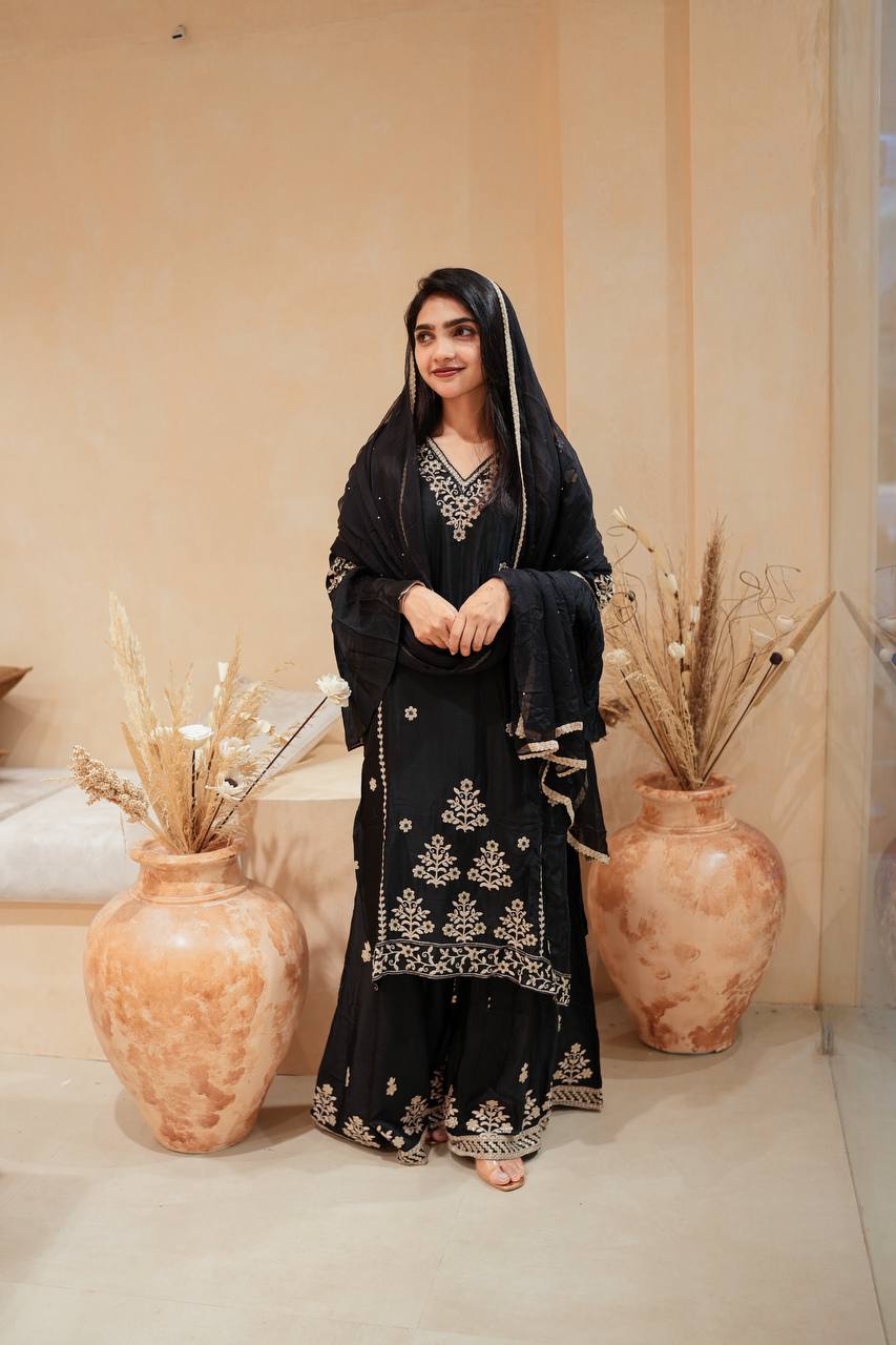 Black Sharara Partywear