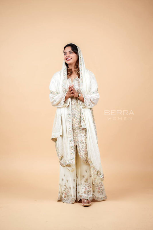 White Handwork Sharara Suit